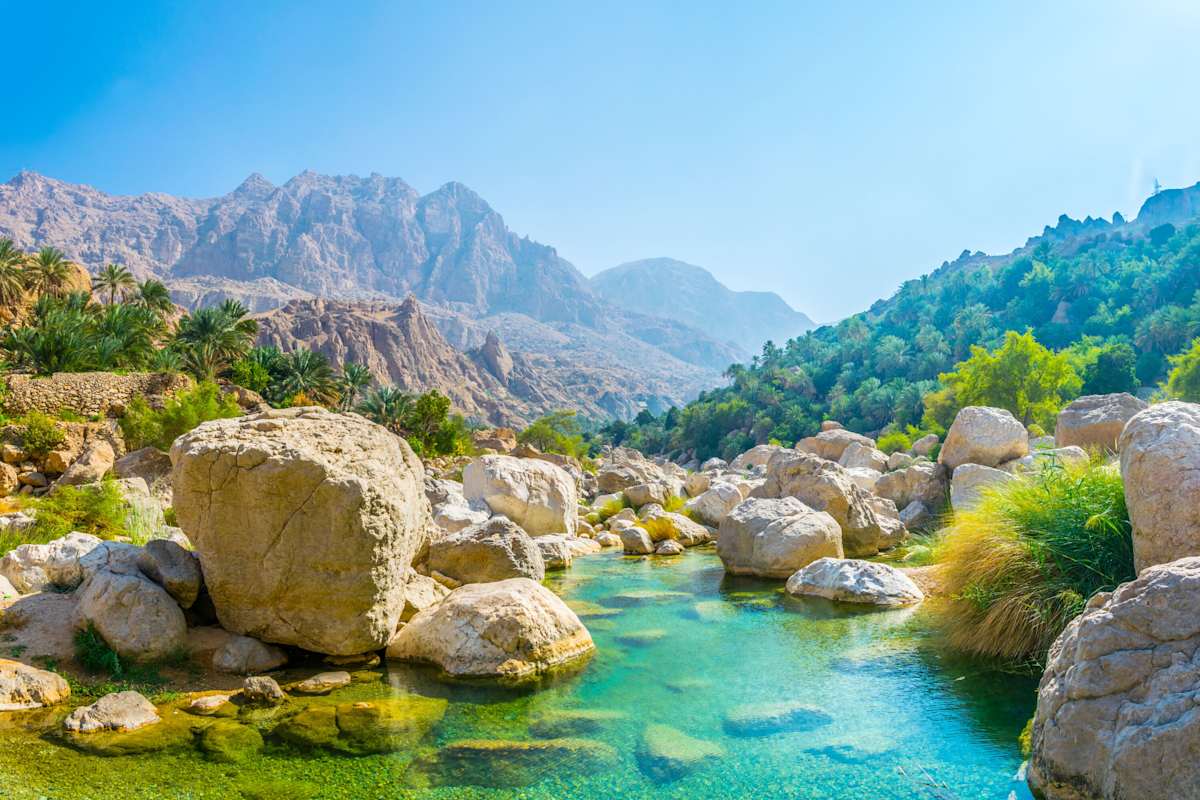 Eine Lagune im Wadi Tiwi Oman