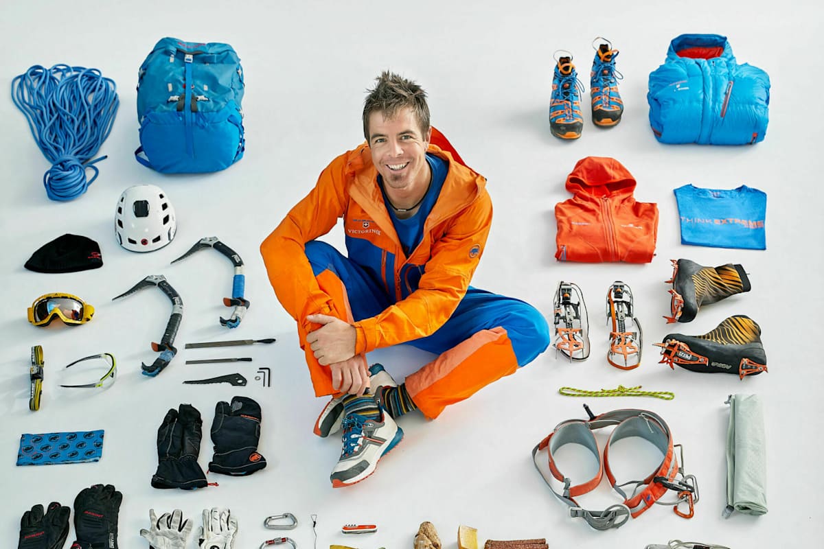 Gepäckkontrolle: Dani Arnolds Ausrüstung fürs Eisklettern