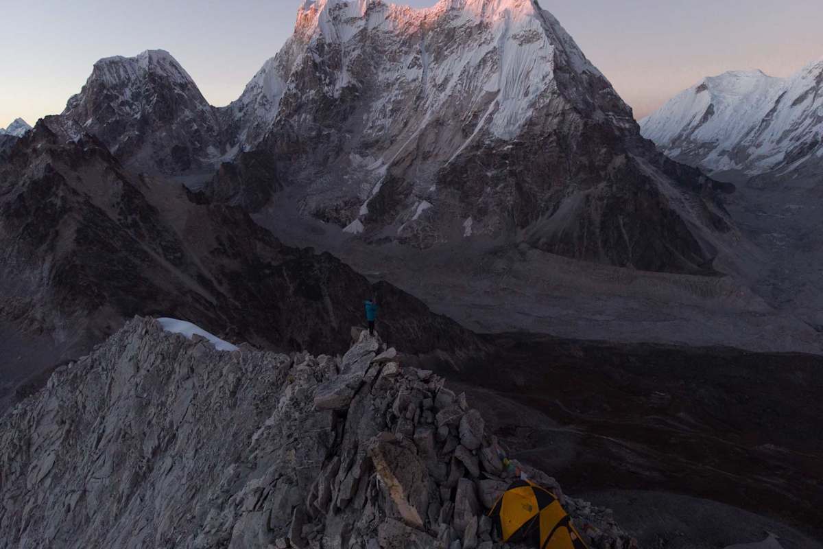 Davids Biwak am Fuße des Lunag Ri