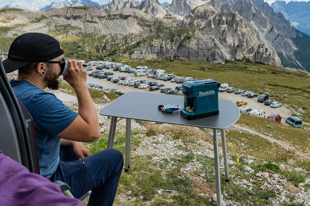 Makita Kaffeemaschine in den Drei Zinnen
