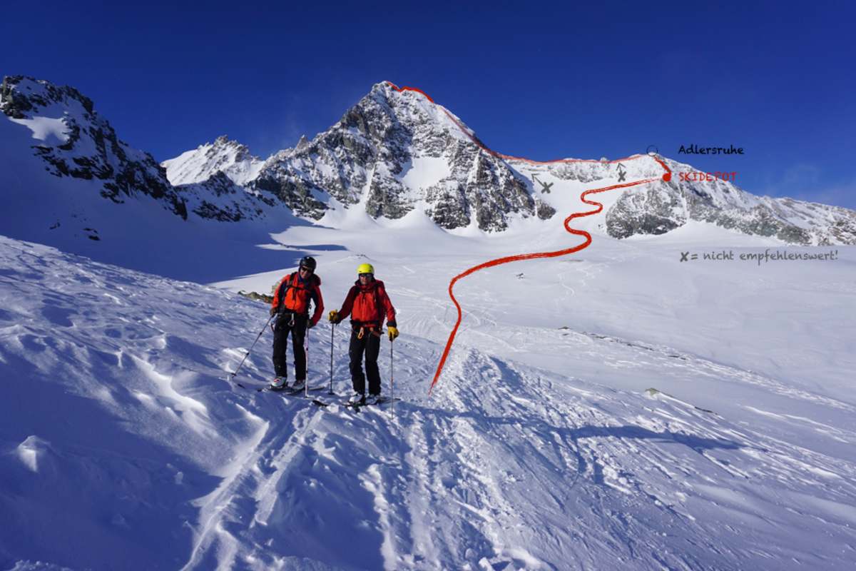 Der Großglockner mit der Adlersruhe im Winter