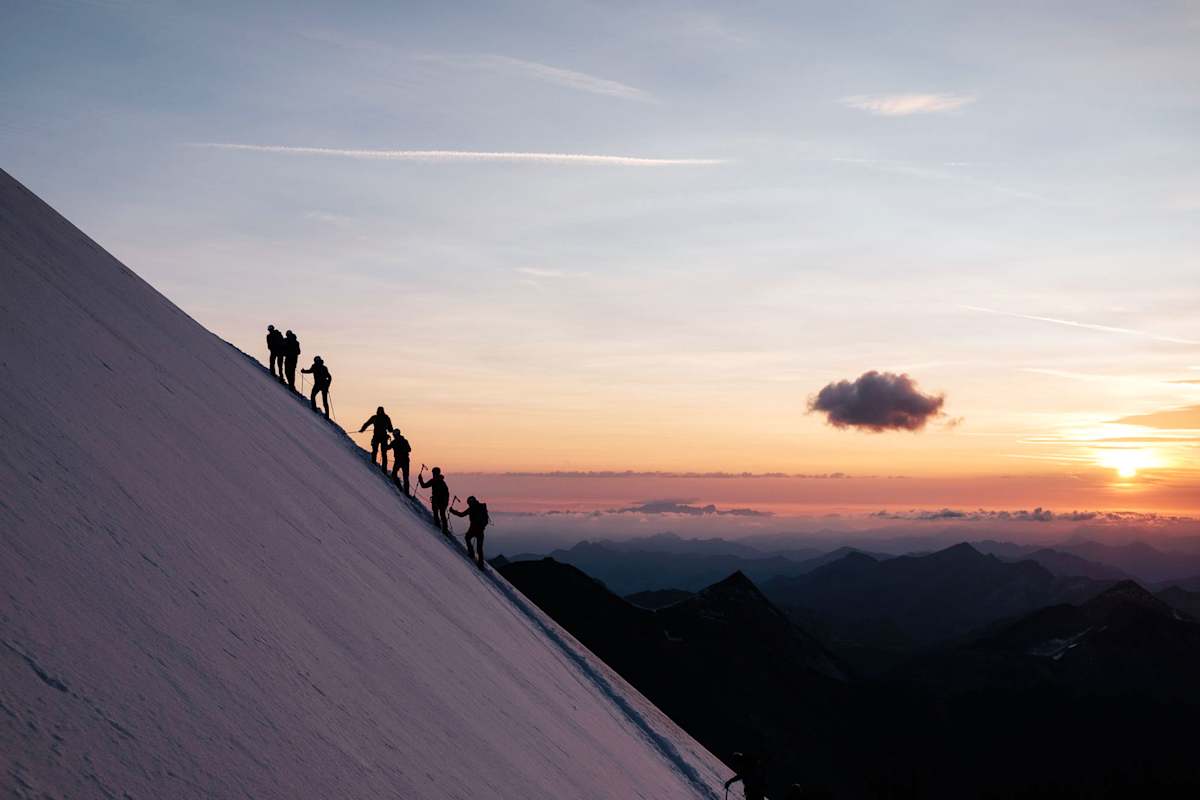 Großglockner in den Hohen Tauern: Seilschaft am Glocknerleitl