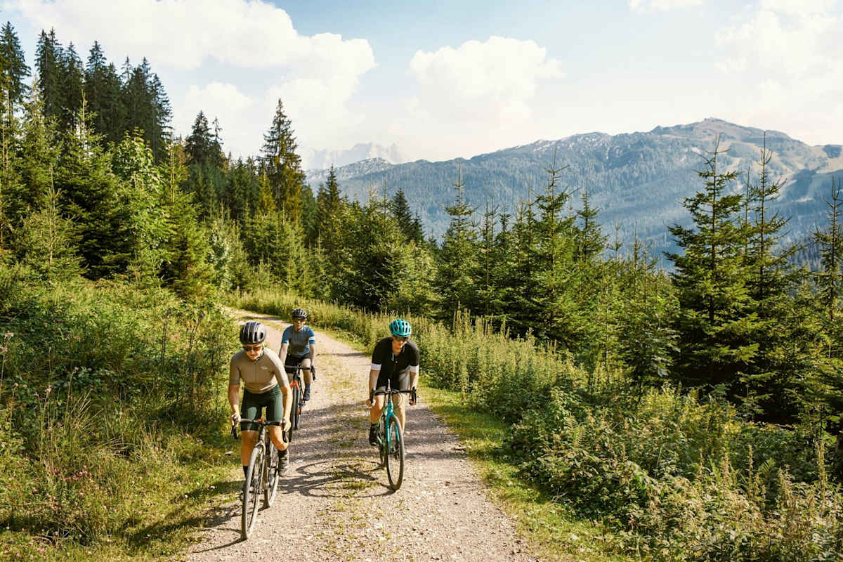 Gravelbiken auf einer Forststraße