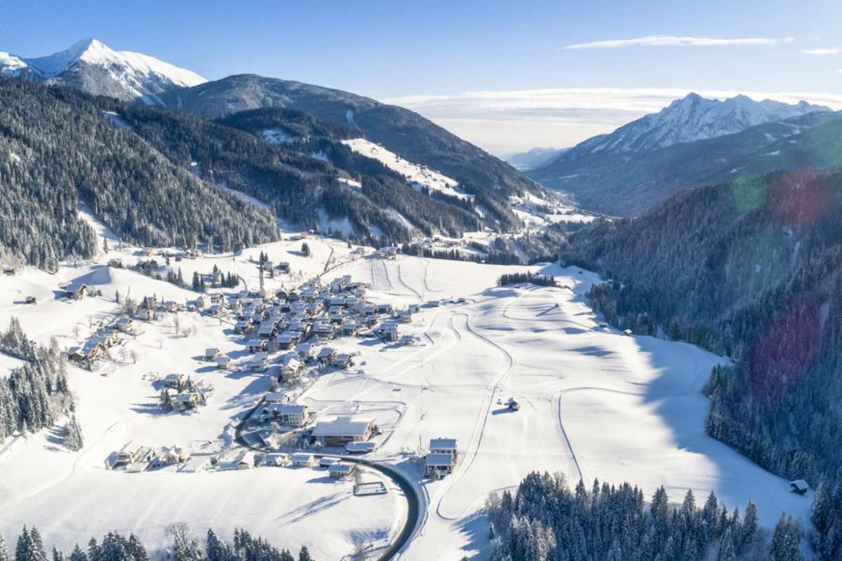 Lesachtal in Kärnten verschneit im Winter