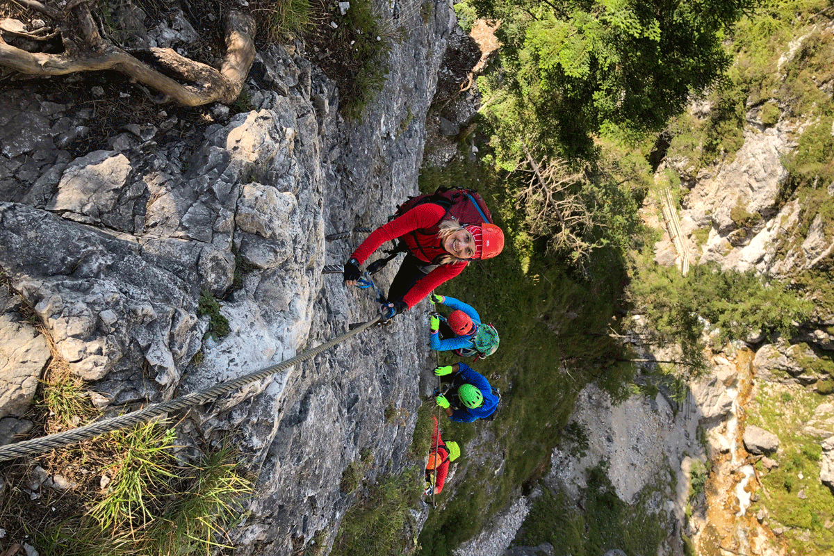 Steiler Anstieg in der Silberkarklamm, „Hias“-Klettersteig