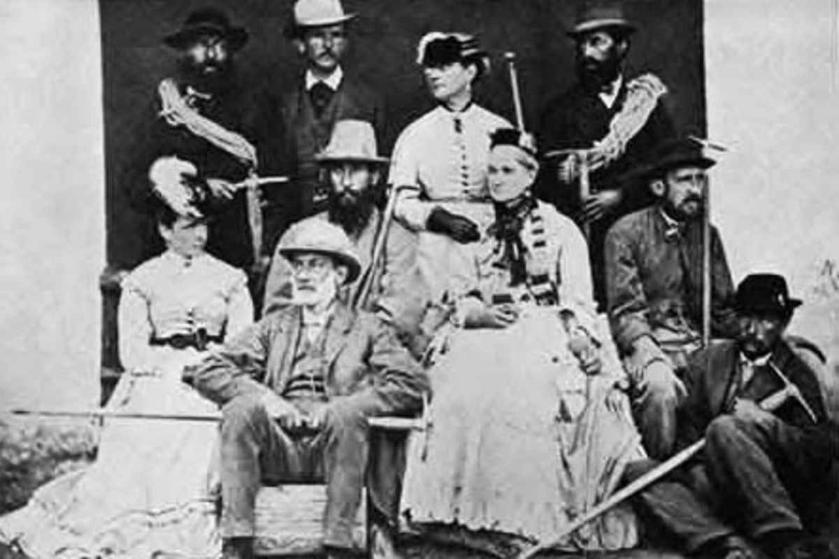 Bergführer Jakob Anderegg mit Freunden und prominenten Bergführern