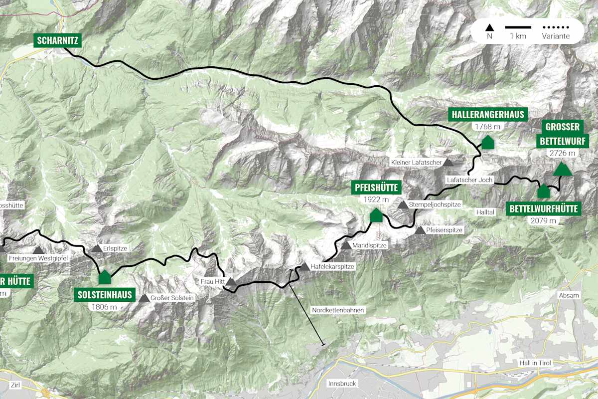 Routenübersicht Karwendel Höhenweg
