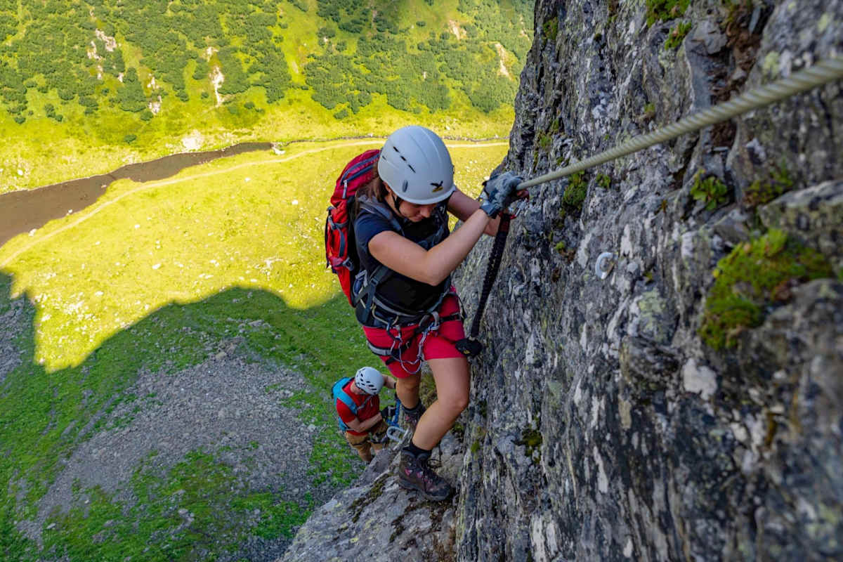 Klettern in den steileren Passagen