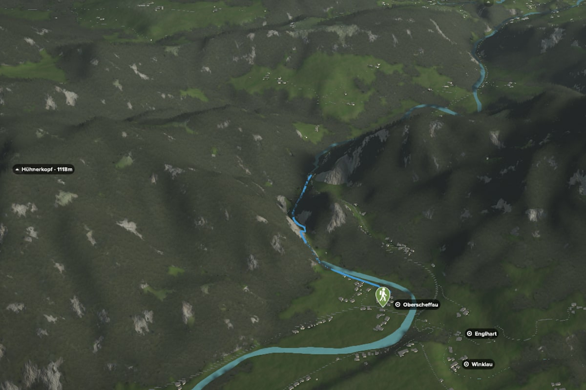3D-Kartenausschnitt der stadtnahen Wanderung durch die Lammerklamm im Tennengebirge