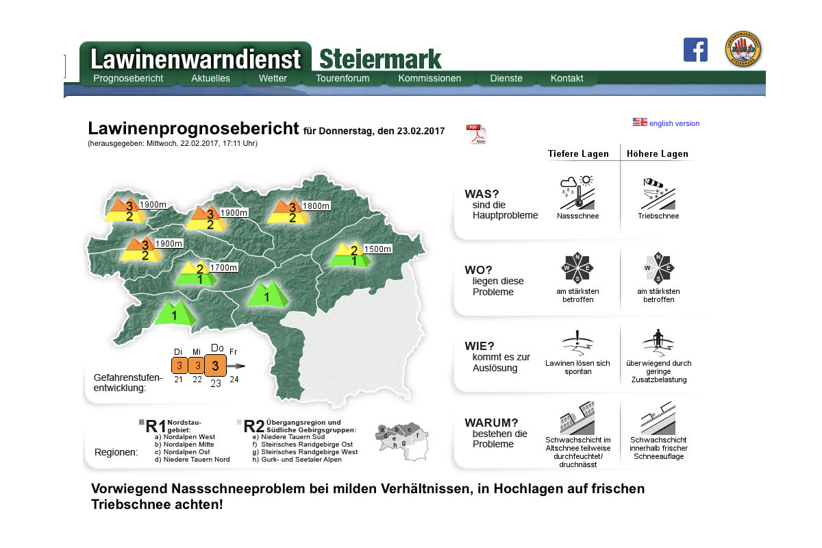 Lawinenprognosebericht vom LWD-Steiermark