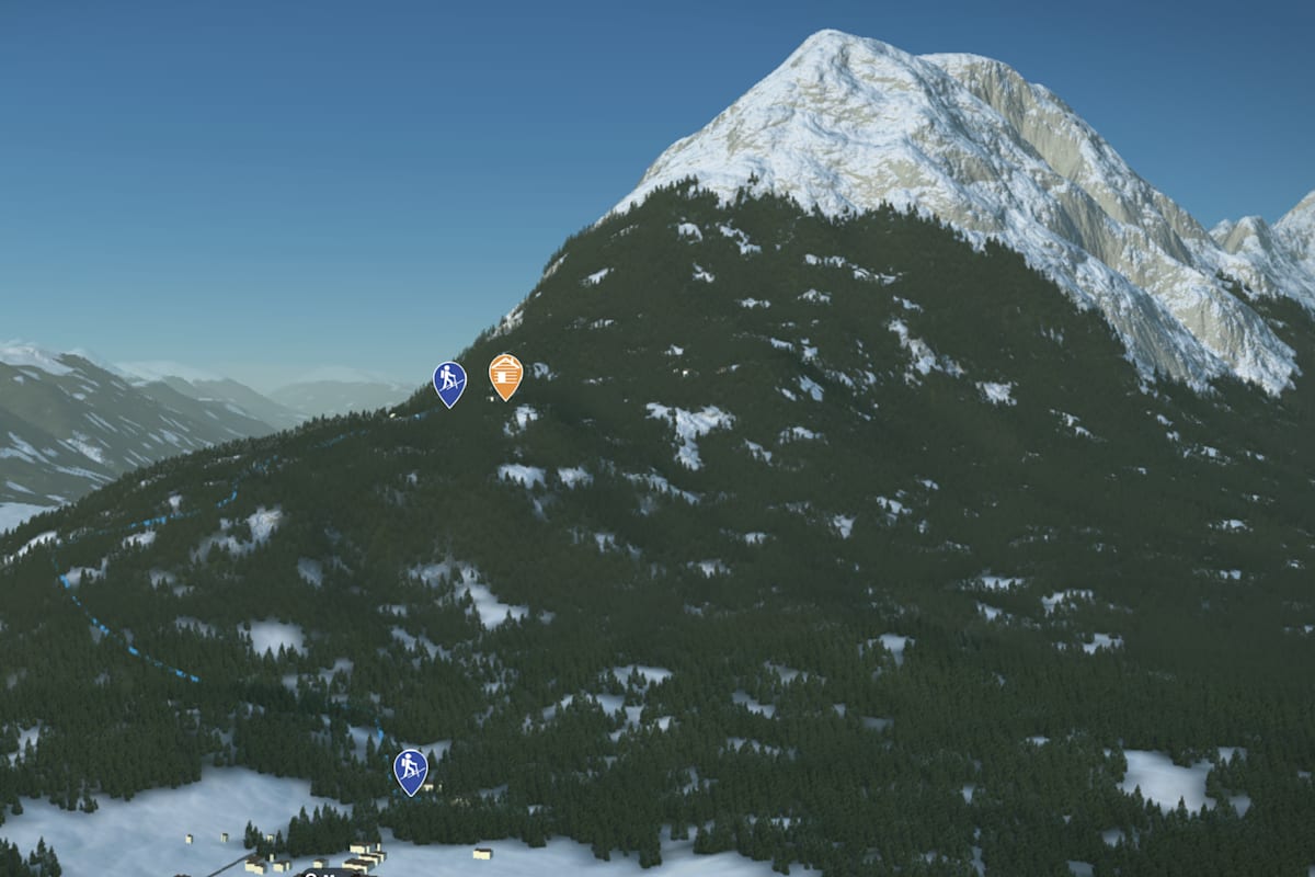 3D-Kartenausschnitt der Skitour Rauthütte im Wettersteingebirge