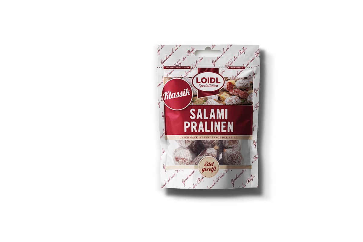 Die Salamisnacks von Loidl gibt es jetzt im praktischen Standbeutel, den man auch wieder verschließen kann.