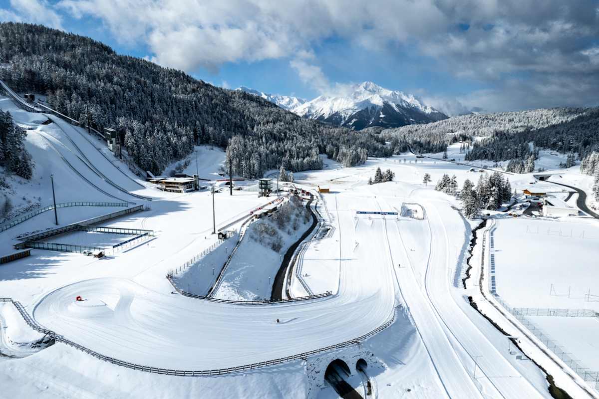 Von Seefeld mit dem Stadium führen die Loipen in Richtung Mösern.