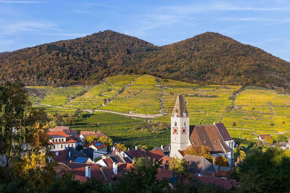 Der malerische Ort Spitz an der Donau inmitten der Wachau
