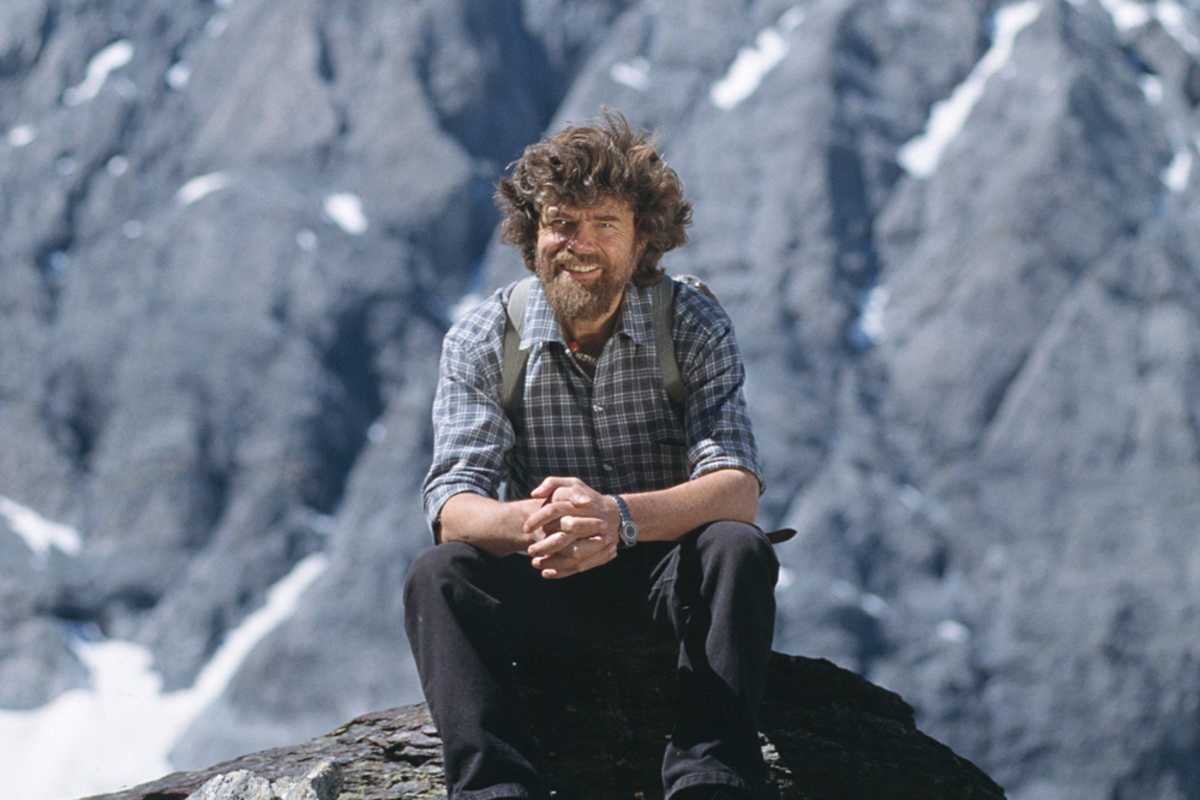 Reinhold Messner vor der Königsspitze, Sulden, Provinz Südtirol 