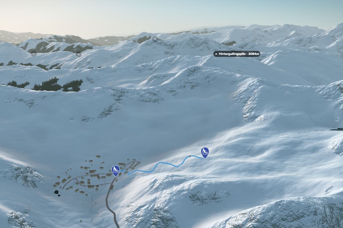 3D-Kartenausschnitt der Rodelbahn auf der Planneralm in der Steiermark