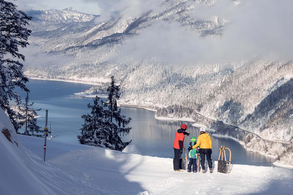 Familie, Rodeln, Aussicht, Achensee