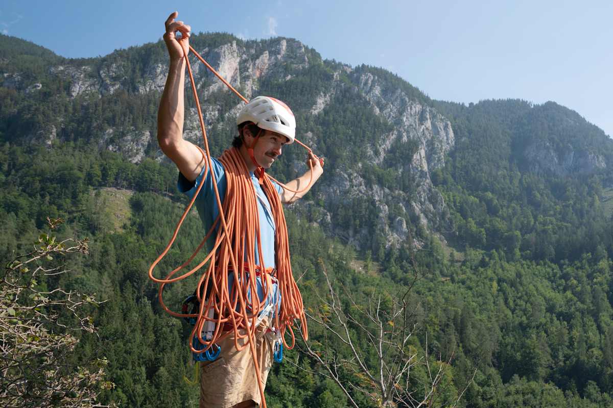 mit einem 70 Meter langen Einfachseil ist man fürs Felsklettern bestens ausgestattet