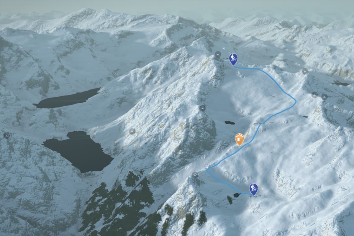 3D-Kartenausschnitt der Skihochtour auf das Kitzsteinhorn
