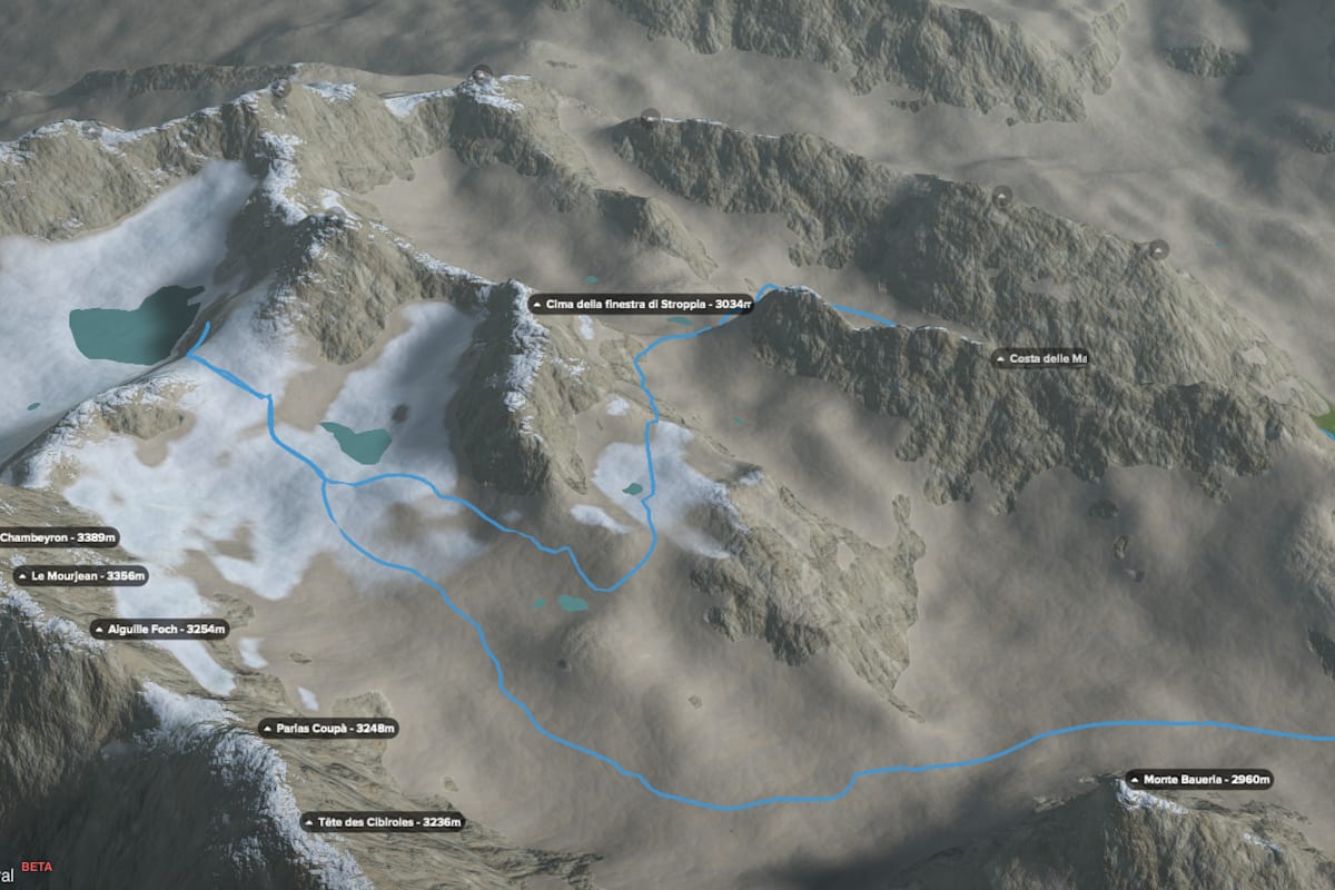 3D-Kartenausschnitt der Rundtour Valle Maria