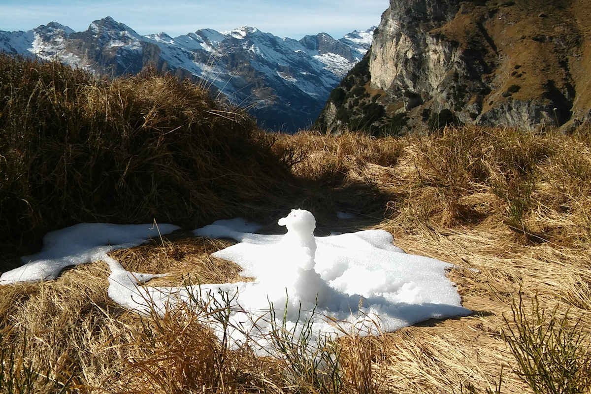 Für einen Schneemann reicht der Schnee.