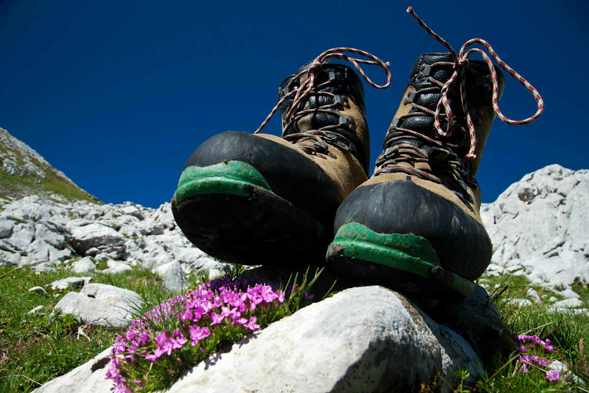 Wanderschuhe im Hagengebirge in den Berchtesgadener Alpen
