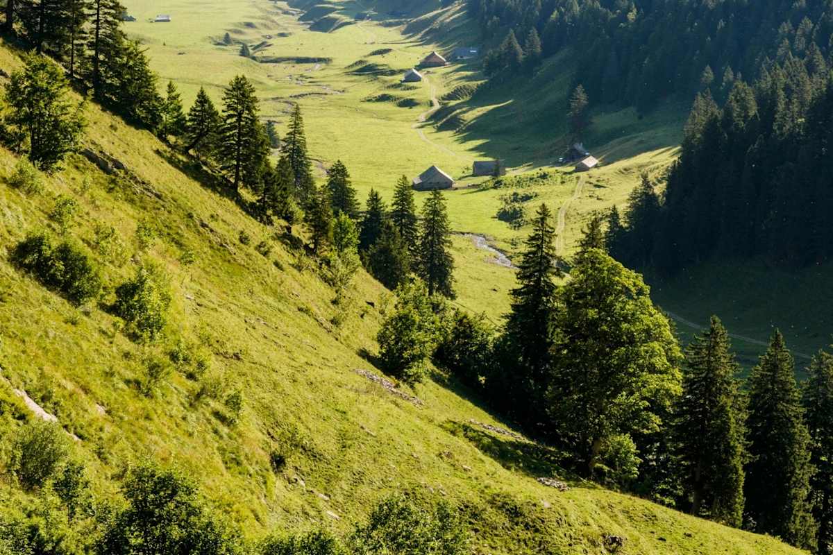 Ein Bergsee in der Alpenlandschaft.