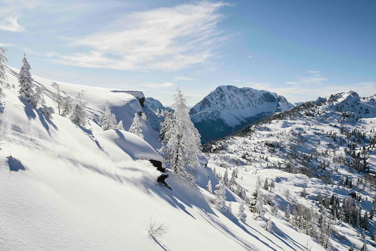 Powder-Abfahrt am Nassfeld