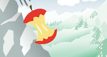 Apfel Berg wegwerfen