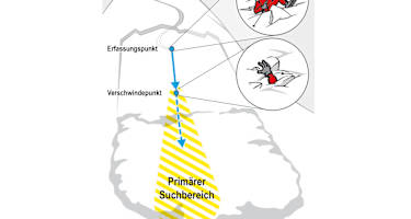 Grafik primärer Suchbereich bei einer Lawine