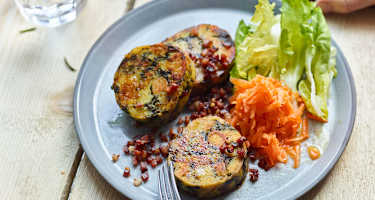 Gebratene Spinatkasknödel