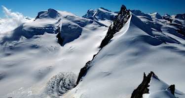 Allalinhorn: Blick in die Allalingruppe in den Walliser Alpen