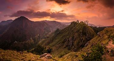Natur: Frau vor Bergpanorama