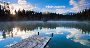 Wunderschöne Abendstimmung am Crestasee in Graubünden