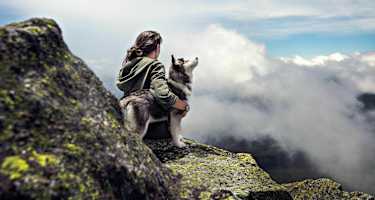 Wandern mit Hund am Berg