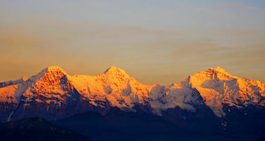 Dreiergruppe: Eiger, Mönch und Jungfrau in den Berner Alpen in der Schweiz