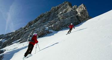 Firnabfahrt von der Alpspitze im Wettersteingebirge