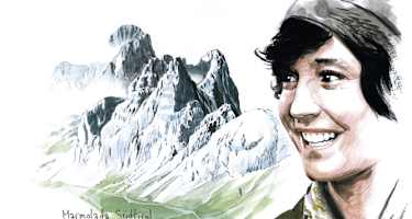 Paula Wiesinger und die große Marmolata-Südwand in Südtirol