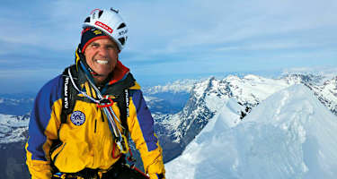 Peter Habeler am Eiger-Gipfel in der Schweiz