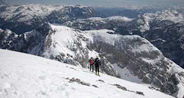 Markus Furtner und Maxi Furtner kurz vor dem Kuchler Kreuz am Hohen Göll.