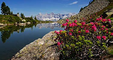 Der Mittersee (Spiegelsee) im oberen Ennstal an der Grenze der Steiermark zu Salzburg