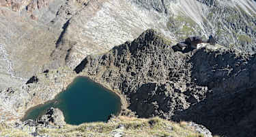 Blick auf die Hildesheimer Hütte von oben