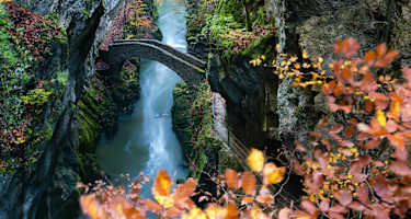 Schönes Farbenspiel im Herbst an der Areuse