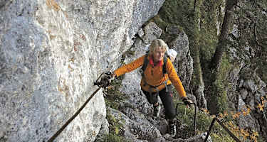 Am Wasserfallweg sind alle exponierten Passagen grundsätzlich gesichert.
