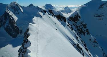 Schritt für Schritt dem Liskamm entlang mit Blick auf die Parrotspitze, Signalkuppe usw.