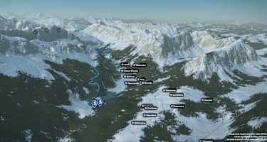 3-D-Ansicht der Schneeschuhwanderung Obersee - Rautispitz