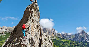 Der Pisciadù am Grödner Joch in Südtirol ist einer der am meist begangenen Klettersteige