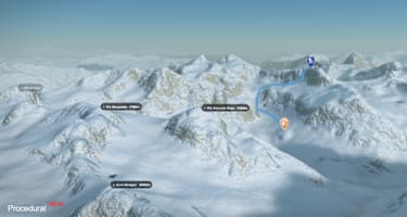 3-D-Ansicht der Skitour zur Piz Jenatsch von der Jenatschhütte