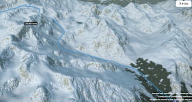 3-D-Ansicht der Skitour Piz Laviner ab Jenatschütte mit Abfahrt nach Naz