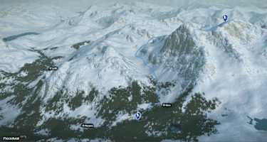 3-D-Ansicht der Skitour Piz Paradisin vom Rifugio Saoseo